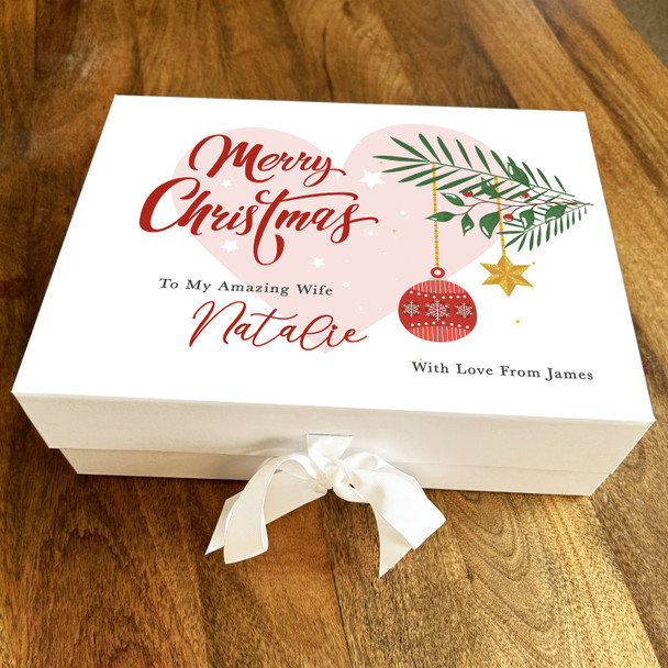 Amazing Wife Christmas Branch Heart Personalised Xmas Hamper Gift Box