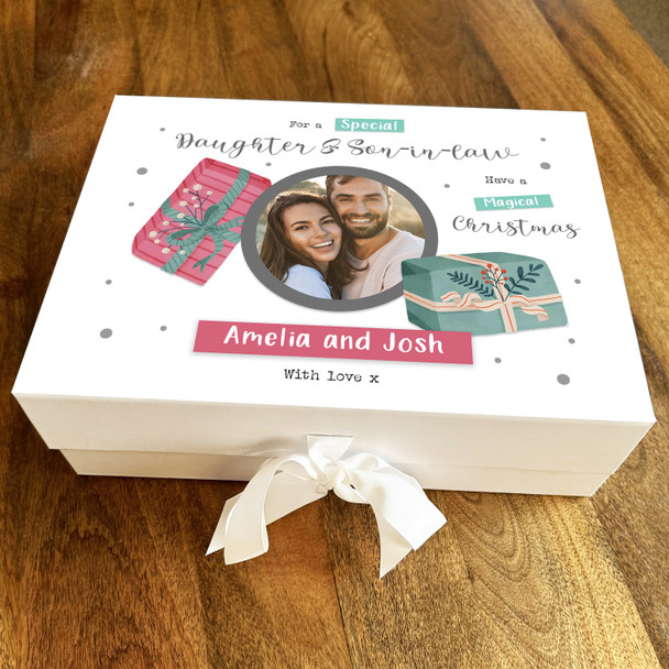 Daughter & Son-In-Law Present Gift Christmas Photo Personalised Hamper Gift Box