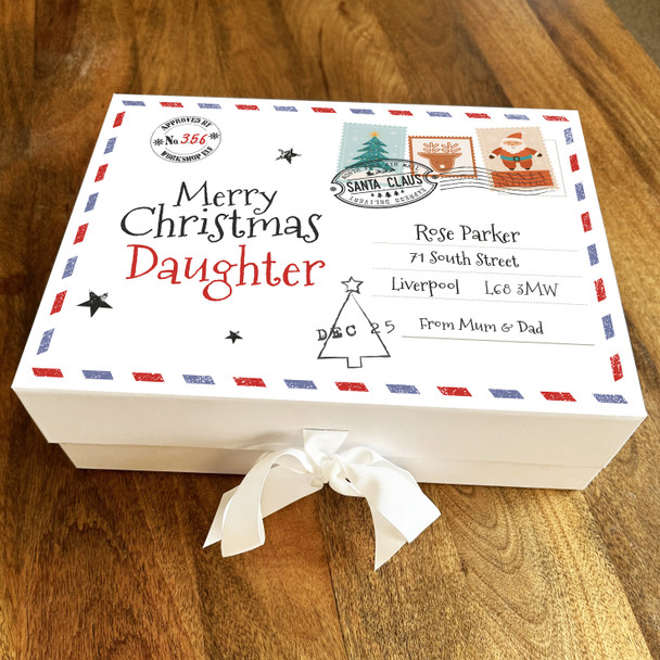 Daughter Merry Christmas North Pole Air Mail Personalised Xmas Hamper Gift Box