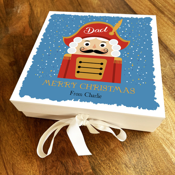 Merry Christmas Classic Nutcracker Dad Personalised Xmas Square Hamper Gift Box