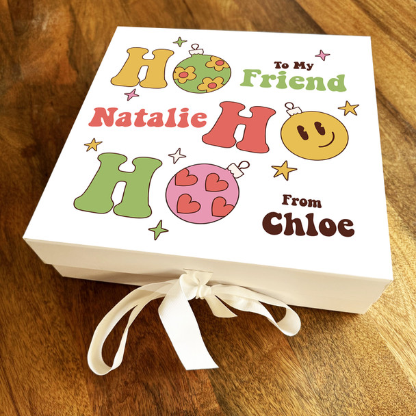 My Friend Christmas Groovy Ho Ho Ho Bright Personalised Square Hamper Gift Box
