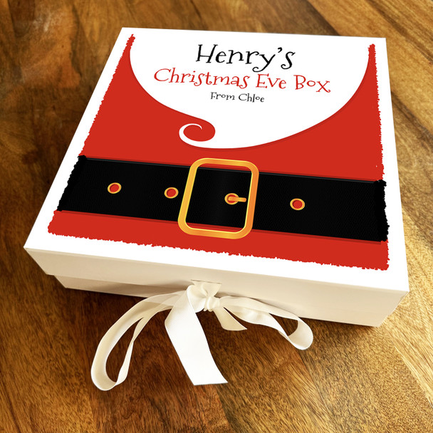 Santa Claus Outfit and Beard Christmas Eve Box Personalised Square Hamper Gift Box