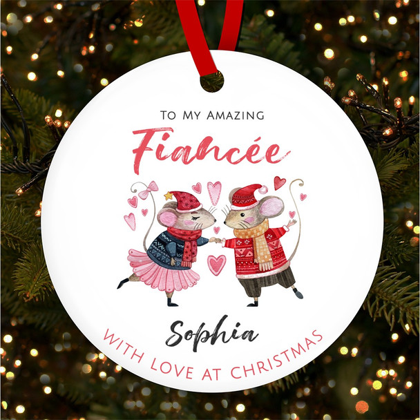 Amazing Fiancee A Pair Of Mice In Love Romantic Custom Christmas Tree Decoration