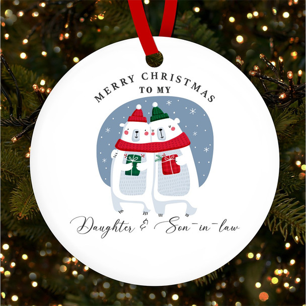 Daughter Son-In-Law Polar Bears Couple Custom Christmas Tree Ornament Decoration