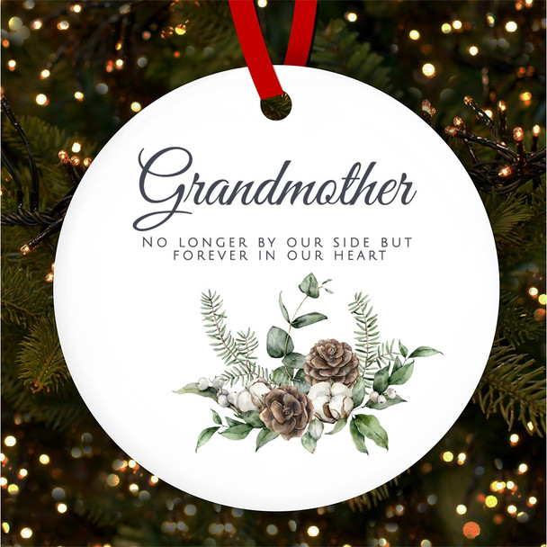 Grandmother Memorial White Winter Pine Custom Christmas Tree Ornament Decoration