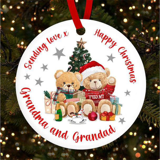 Grandma Grandad Bear Couple Tree Personalised Christmas Tree Ornament Decoration