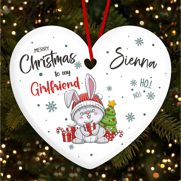 Girlfriend Cute Bunny Snowflakes Personalised Christmas Tree Ornament Decoration