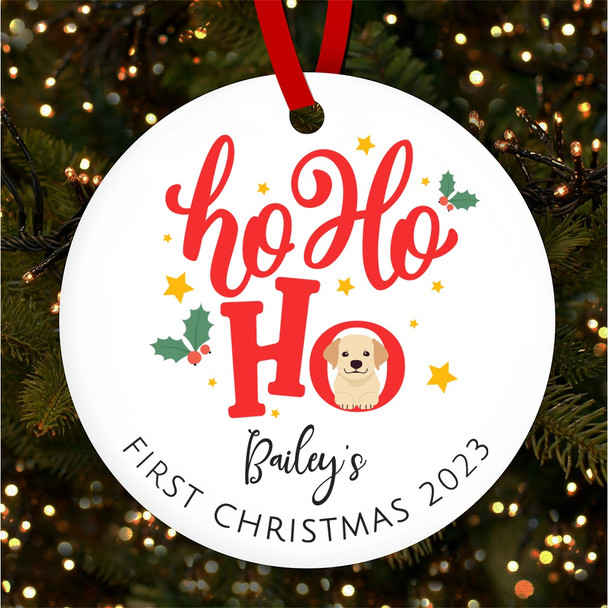 Labrador Retriever Puppy 1st Ho Ho Ho Custom Christmas Tree Ornament Decoration