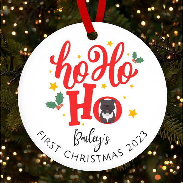 Staffordshire Bull Terrier Puppy 1st Ho Ho Ho Custom Christmas Tree Decoration
