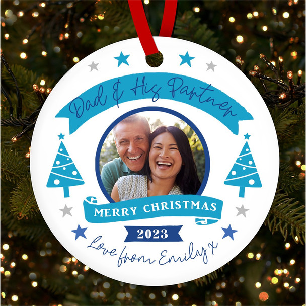 Dad and His Partner Photo Tree Personalised Christmas Tree Ornament Decoration