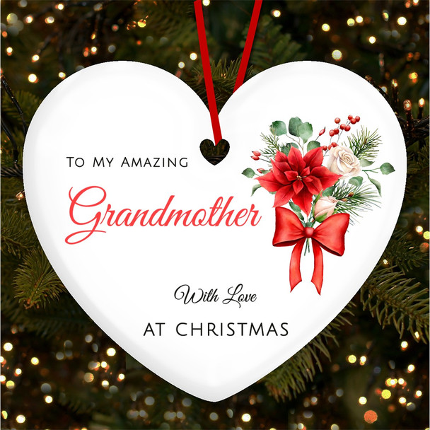 Grandmother Winter Red & White Personalised Christmas Tree Ornament Decoration