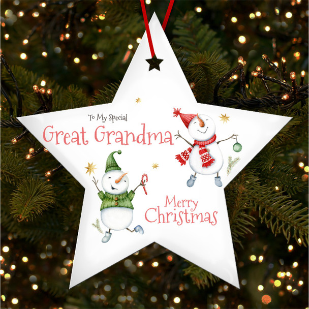 Special Great Grandma Snowmen Personalised Christmas Tree Ornament Decoration