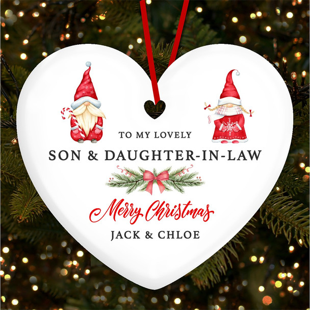 Son Daughter-in-law Pair Of Gnomes Custom Christmas Tree Ornament Decoration