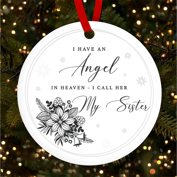 Sister Black Angel In Heaven Personalised Christmas Tree Ornament Decoration