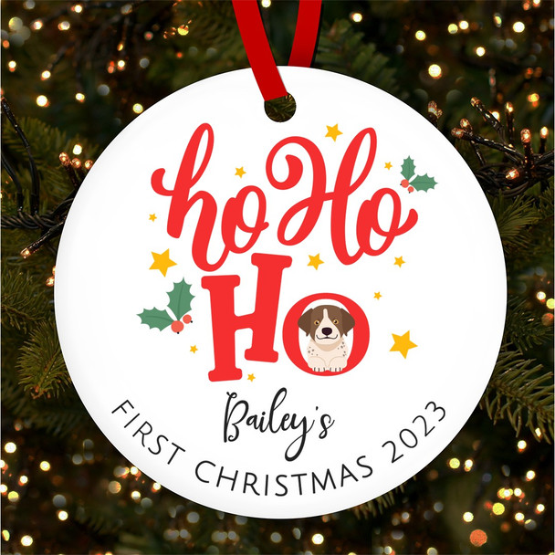 Ho Ho Ho Dogs First Puppy Style 6 Custom Christmas Tree Ornament Decoration Ho Ho Ho Dogs First Puppy Style 6 Custom Christmas Tree Ornament Decoration