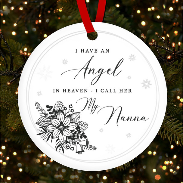 Nanna Black Angel In Heaven Personalised Christmas Tree Ornament Decoration