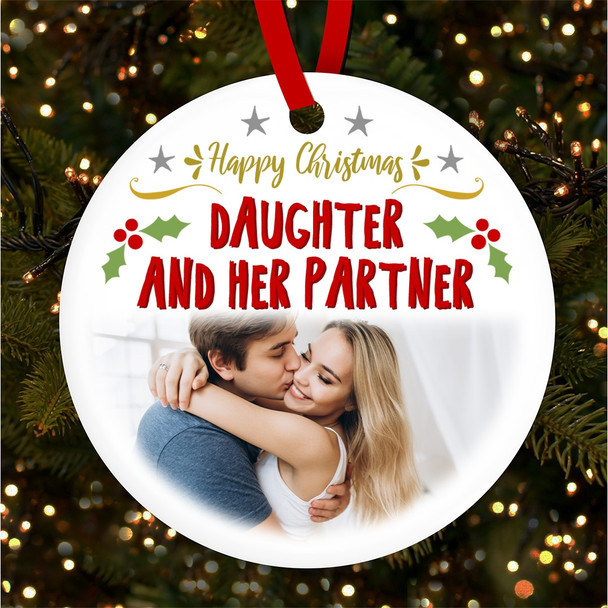 Daughter Her Partner Photo Personalised Christmas Tree Ornament Decoration
