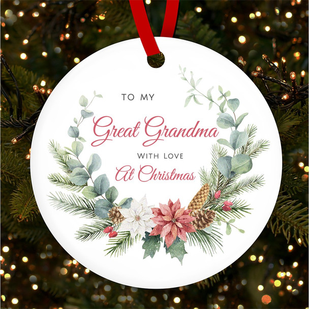 Great Grandma Winter Berry Personalised Christmas Tree Ornament Decoration