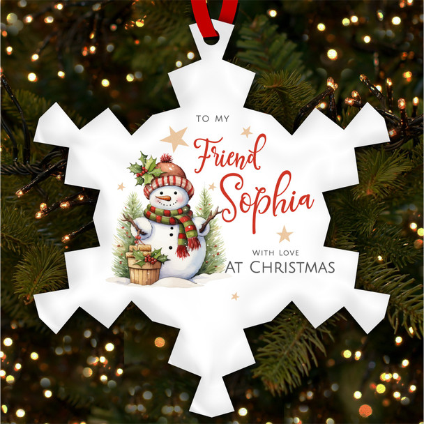 Friend Watercolour Snowman Personalised Christmas Tree Ornament Decoration Friend Watercolour Snowman Personalised Christmas Tree Ornament Decoration