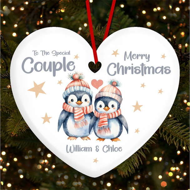 Special Couple Penguins Personalised Christmas Tree Ornament Decoration