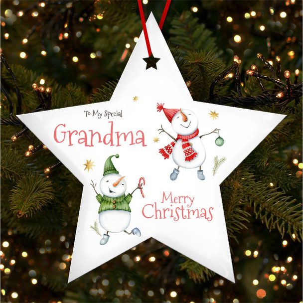 Special Grandma Snowmen Personalised Christmas Tree Ornament Decoration