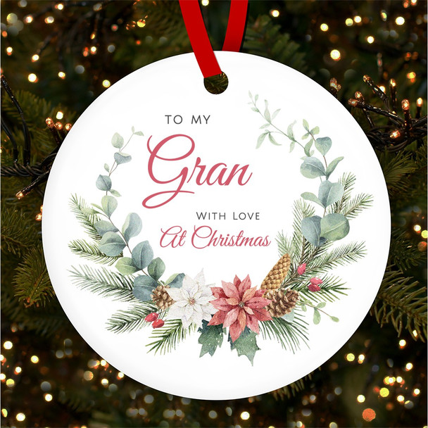 To My Gran Winter Pine Personalised Christmas Tree Ornament Decoration