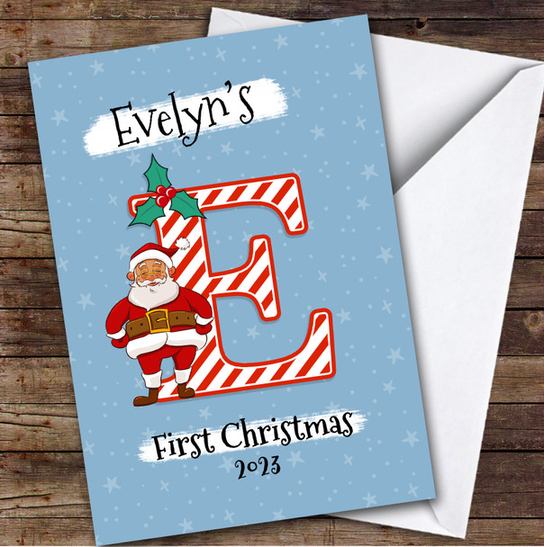 Alphabet 1st First Xmas Santa Letter E Custom Personalised Christmas Card