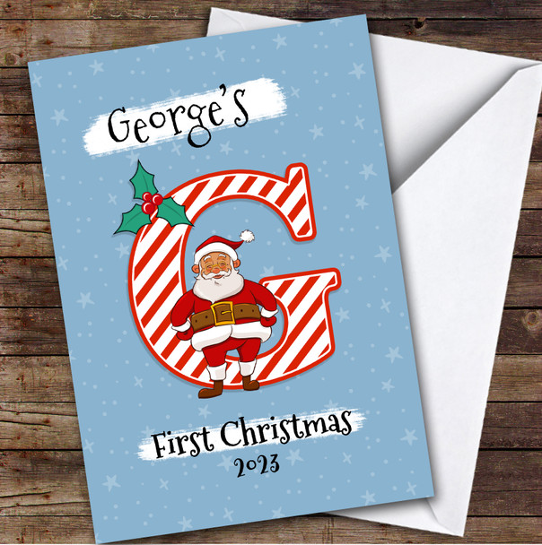 Alphabet 1st First Xmas Santa Letter G Custom Personalised Christmas Card