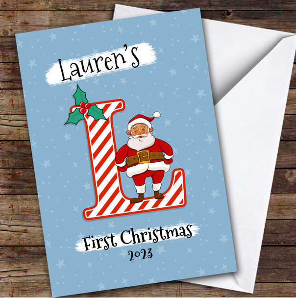 Alphabet 1st First Xmas Santa Letter L Custom Personalised Christmas Card