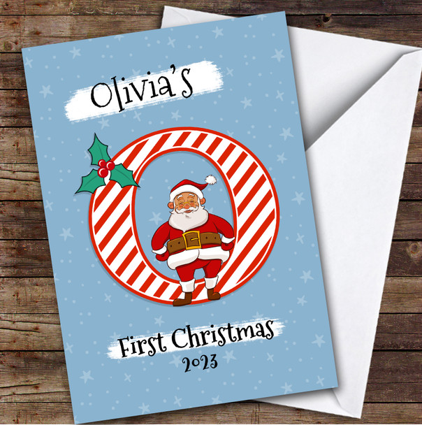Alphabet 1st First Xmas Santa Letter O Custom Personalised Christmas Card