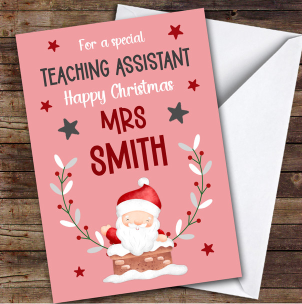 Santa Teaching Assistant Custom Greeting Personalised Christmas Card