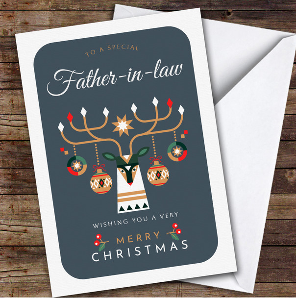 Father-in-law Reindeer Custom Greeting Personalised Christmas Card