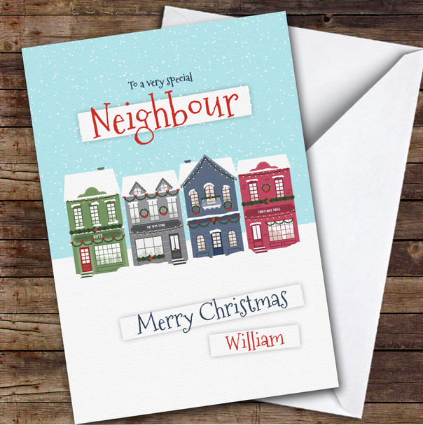 Neighbour Houses Custom Greeting Personalised Christmas Card