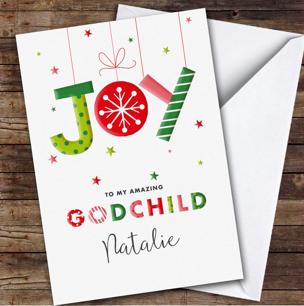 Godchild Joy Custom Greeting Personalised Christmas Card