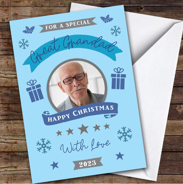 Great Grandad Gift Photo Custom Greeting Personalised Christmas Card