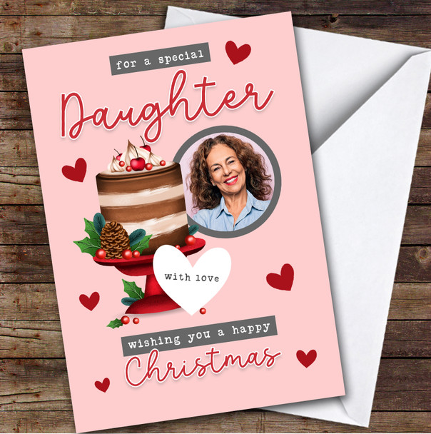 Daughter Cake Photo Custom Greeting Personalised Christmas Card
