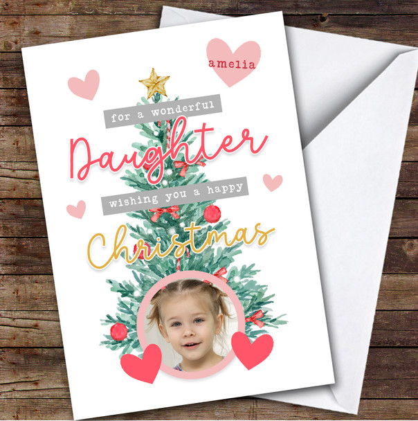 Daughter Tree Photo Custom Greeting Personalised Christmas Card