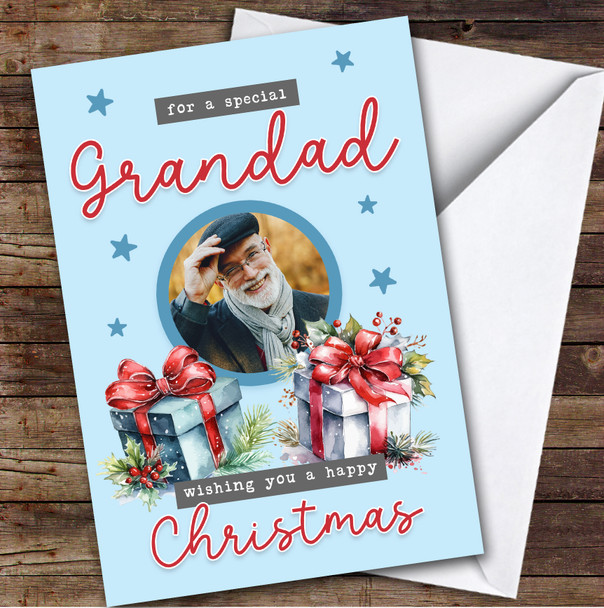 Grandad Gift Photo Custom Greeting Personalised Christmas Card