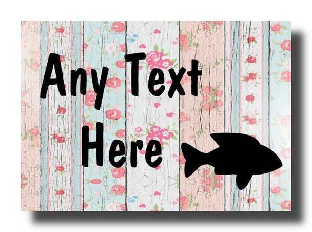 Fish Shabby Wood Personalised Jumbo Fridge Magnet