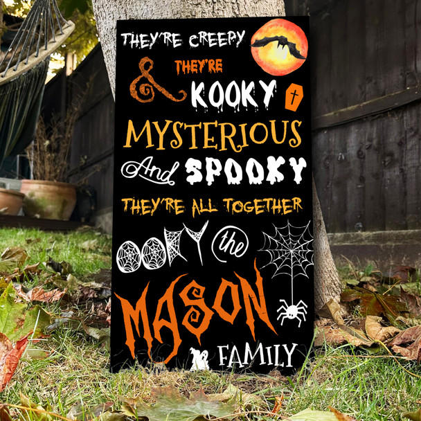 Addams Family Song Spooky Orange Black Personalised Decoration Halloween Sign