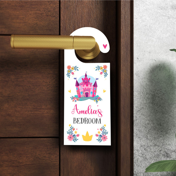 Personalized Princess Castle Girl Kids Childs Bedroom Personalised Door Hanger