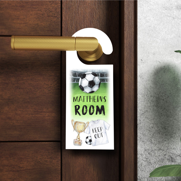 Personalized Football Kids Childs Bedroom Keep Out Sign Personalised Door Hanger