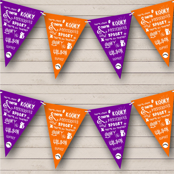 Orange & Purple Addams Family Song Personalised Banner Halloween Party Bunting