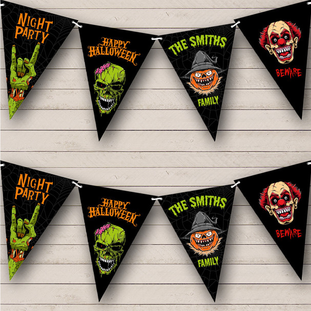 Black Scary Characters Personalised Decoration Banner Halloween Party Bunting