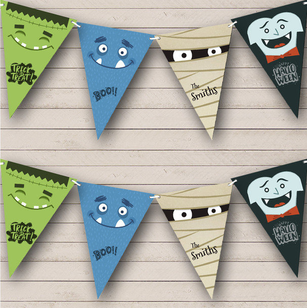 Cute Scary Characters Personalised Decoration Banner Halloween Party Bunting