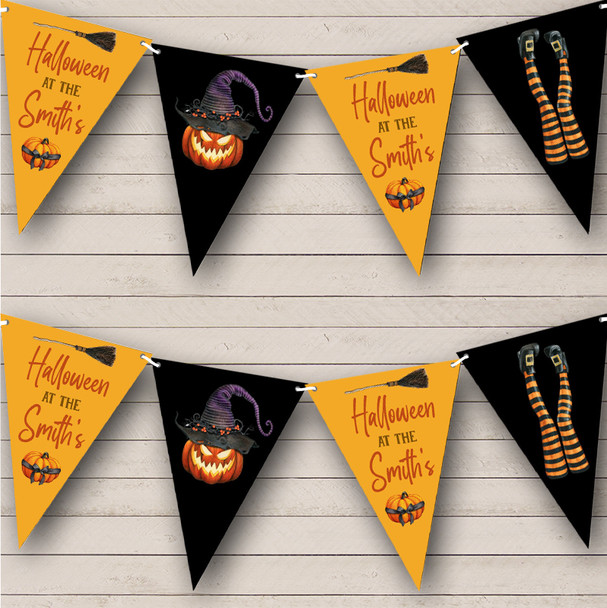 Family Name Pumpkin Personalised Decoration Banner Halloween Party Bunting