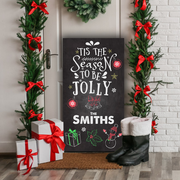 Black Doodles Personalised Tall Decoration Family Christmas Indoor Outdoor Sign