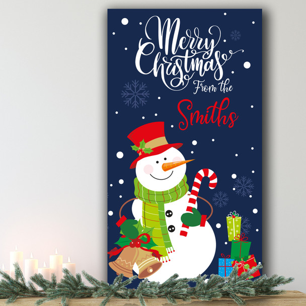 Blue Snowman Name Personalised Tall Decoration Christmas Indoor Outdoor Sign
