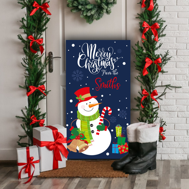 Blue Snowman Name Personalised Tall Decoration Christmas Indoor Outdoor Sign