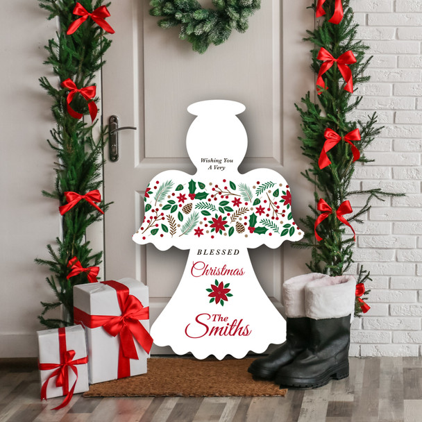 Floral Family Personalised Angel Decoration Family Christmas Indoor Outdoor Sign